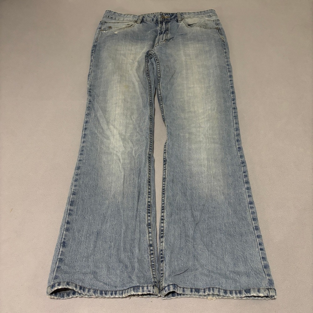 Buffalo David Bitton Game X-Pert Mens Light Wash Wide Leg Baggy Jeans 34 Y2K